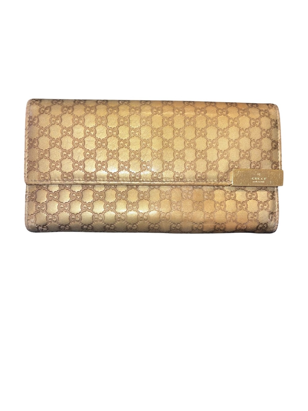Gucci Gold-tone GG Logo Continental Wallet